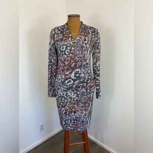 Sandwich Women’s Dress M In Cumin Abstract Earthy Animal Print Knee Length HighV